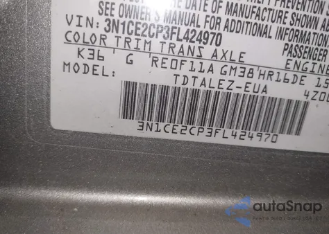 2015 Nissan Versa Note Sl z USA, uszkodzony, nr VIN 3N1CE2CP3FL424970